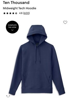 Ten Thousand Navy Midweight Tech Hoodie - Men's Small (discontinued; RARE)